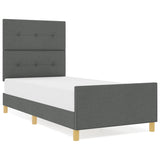 ZNTS Bed Frame Dark Grey 90x190 cm Fabric 3344691