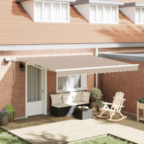 Retractable Awning with Manual Beige 400 x 300 cm Fabric 3330608