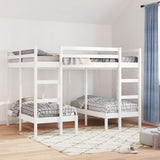 Triple Bunk Bed Frame White 140x200/70x140 cm Solid Wood Pine 3308578
