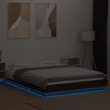 Bed Frame with LED Lights without Mattress Brown Oak 135x190cm 3281139