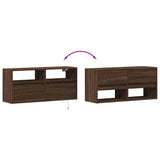 TV Wall Cabinet with LED Lights Brown Oak 100x31x45 cm 852340