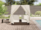 Double Sun Lounger with Roof Brown 205 x 129 x 200 cm PE rattan 3376128