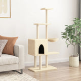 Cat Tree with Sisal Scratching Posts Cream 145 cm 172094