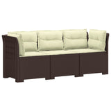 3-Seater Garden Sofa with Cushions Rattan Look PP Brown 3443838
