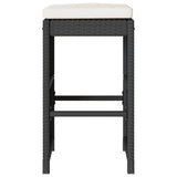 Garden Bar Stools with Cushions 6 pcs Black Poly Rattan 368692