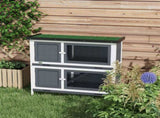 Double Decker Rabbit Hutch 2 Tier Guinea Pig House Pet Cage Outdoor with Sliding-out Tray, 100 47 T3398P350039