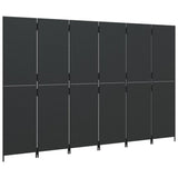 Room Divider 6 Panels Black Poly Rattan 365352