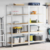 5-Layer Heavy-duty Shelves 2 pcs Silver Steel&Engineered Wood 3307596