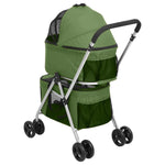 2-Layers Folding Dog Stroller Green 83x48x97 cm Oxford Fabric 172207