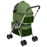 2-Layers Folding Dog Stroller Green 83x48x97 cm Oxford Fabric 172207