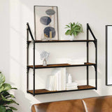 3-Tier Wall Shelf Smoked Oak 80x21x78.5 cm Engineered Wood 835456