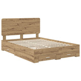 Bed Frame with Drawer Artisan Oak 140 x 190 cm Engineered Wood 3412791