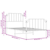 Metal Bed Frame without Mattress with Footboard White 90x200cm 373947
