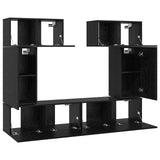 TV Cabinet Set 6 pcs Black Oak Engineered Wood 3393469