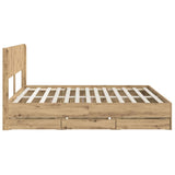 Bed Frame with Storage and Headboard Artisan Oak 180 x 200 cm 3445826