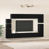 TV Cabinet Set 9 pcs Black Oak Engineered Wood 3393490
