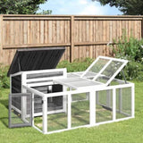 Rabbit Hutch Grey 144x123x67.5 cm Solid Wood Pine 172282