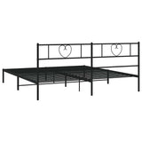 Metal Bed Frame without Mattress with Headboard Black 193x203cm 355469