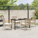 Garden Dining Set with Cushion 5 pcs Beige and Black Rattan 3380829