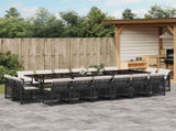 17 Piece Garden Dining Set with Cushions Black Poly Rattan 3210882