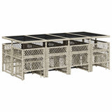 13 Piece Garden Dining Set with Cushions Light Grey Poly Rattan 3210803