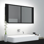LED Bathroom Mirror Cabinet Black 90x12x45 cm Acrylic 804973