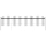 ZNTS Garden Fence with Spear Top Steel x6.8 m Black 277742