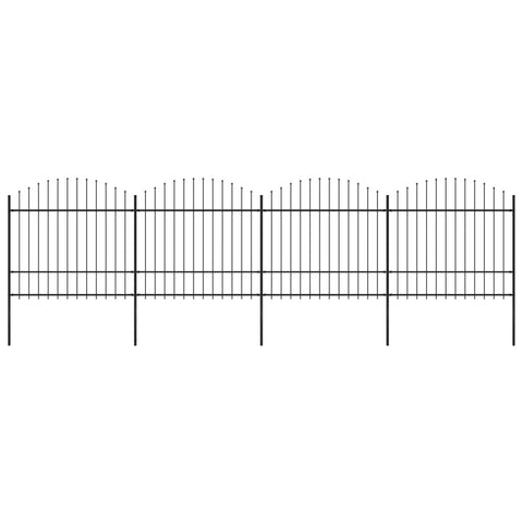 ZNTS Garden Fence with Spear Top Steel x6.8 m Black 277742