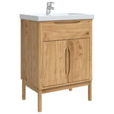 Bathroom Sink Cabinet with Door FLORO Wax brown 60 x 40 x 80 cm 42011241