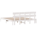 Bed Frame with Headboard White 200 x 200 cm Solid Pine wood 872150