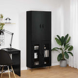 Highboard 2 pcs Black Oak Engineered Wood and Glass 3403167