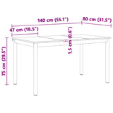Dining Table White 140 x 80 x 75 cm Solid Pine Wood 892790