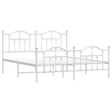 Metal Bed Frame without Mattress with Footboard White 160x200cm 353509
