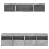 5 Piece TV Wall Units with LED Concrete Grey Engineered Wood 3216721