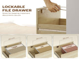 Computer Desk, Office Desk with Bookshelf, File Drawer and Legal Hanging File Holders, Oak Wood T3398P551582
