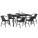 Garden Dining Set 7 pcs Black Powder-Coated Steel 3379384