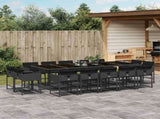 15 Piece Garden Dining Set with Cushions Black Poly Rattan 3211411