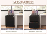2-Drawer Vertical Filing Cabinet with Lock 5 Wheels, Steel Mobile File Cabinet, for A4, Legal T3398P342418