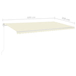 ZNTS Manual Retractable Awning with LED 6x3.5 m Cream 3070082