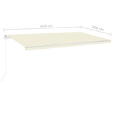 ZNTS Manual Retractable Awning with LED 6x3.5 m Cream 3070082