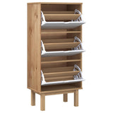 Shoe Cabinet OTTA with 3 Drawers Brown&White Solid Wood Pine 351311