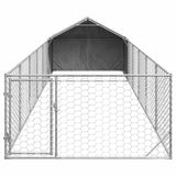 Outdoor Dog Kennel with Run 8x2x1.5 m Galvanised Steel 3329239