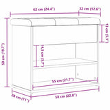 Storage Bench Black Oak 62 x 32 x 50 cm Engineered Wood 862990