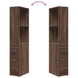 Narrow Bathroom Cupboard with Wheels Brown Oak Engineered Wood 855301