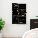 Mirror Jewellery Cabinet with LED Lights Wall Mounted Black 353251