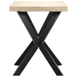 Dining Table White and black Solid mango wood, steel 120x60x75 cm 247442