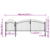 ZNTS Garden Gate Steel 2x4 m Black 144364