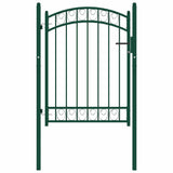 Fence Gate EMMEN with Arched Top Steel 100x98.5 cm Green 146364