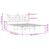 Metal Bed Frame without Mattress with Headboard Black 140x200cm 374340