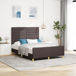 ZNTS Bed Frame - Dark Brown, 140x200 cm, Fabric 3344658